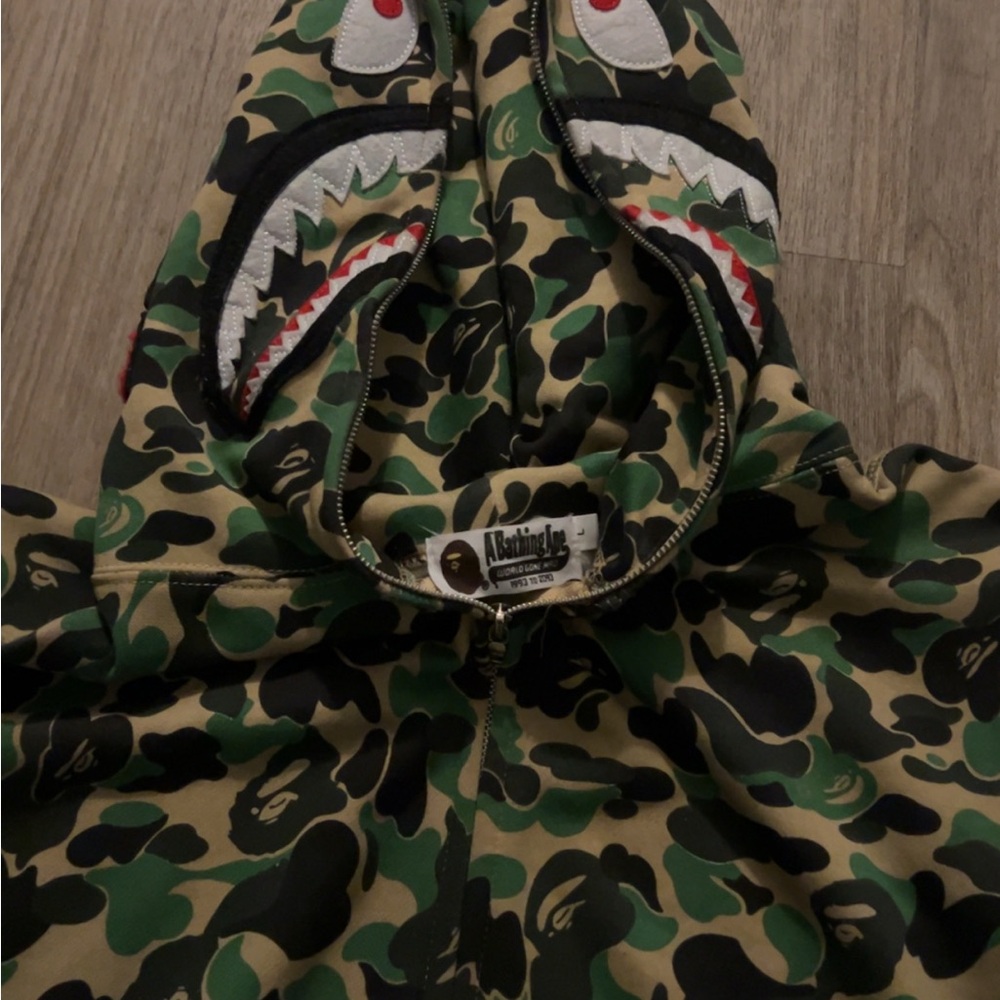 BAPE Shark Full Zip Hoodie Green Camo - Picture 3 of 7